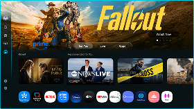 Samsung monitor displaying Smart TV apps UI